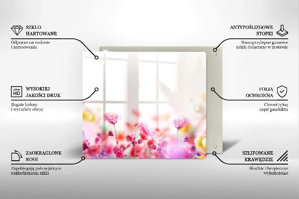 Kalené sklo za sporák Kvetinová lúka