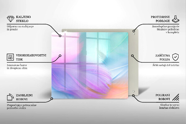 Kalené sklo za sporák Pastelové perie
