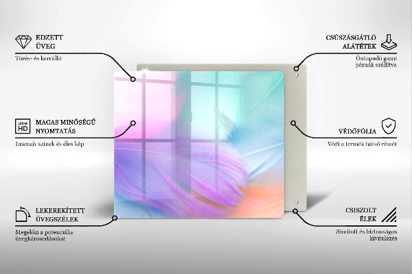 Kalené sklo za sporák Pastelové perie