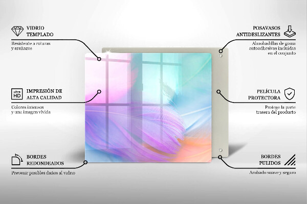 Kalené sklo za sporák Pastelové perie