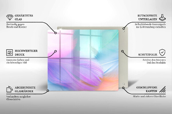 Kalené sklo za sporák Pastelové perie