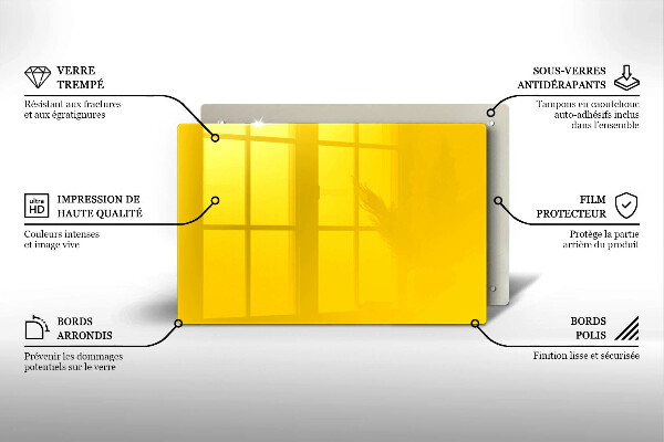 Sklenený kryt za sporák žltá