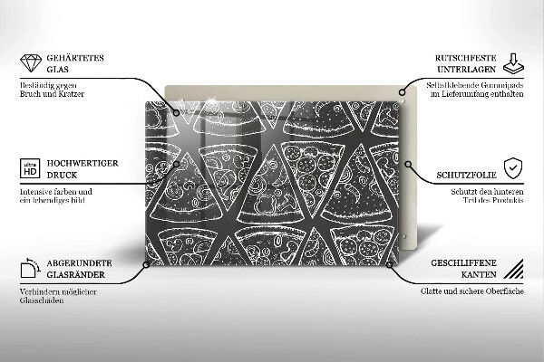 Sklo za varnú dosku Pizza ilustrácie