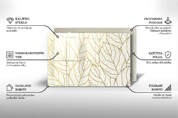 Sklo za varnú dosku Line-art listov vzor