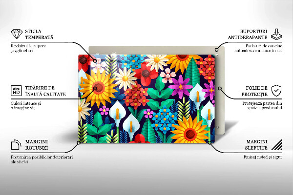 Sklo za varnú dosku Kvety lúka ilustrácie