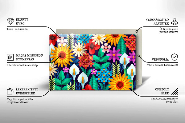 Sklo za varnú dosku Kvety lúka ilustrácie