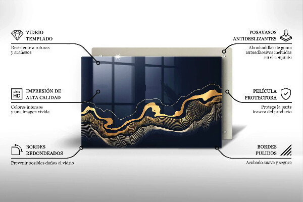 Sklo za varnú dosku Abstraktné zlaté čiary