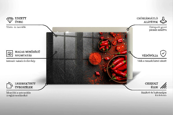 Kalené sklo za sporák Červené chilli papričky
