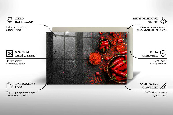 Kalené sklo za sporák Červené chilli papričky
