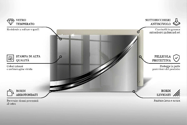 Kalené sklo za sporák Kovová abstrakcia