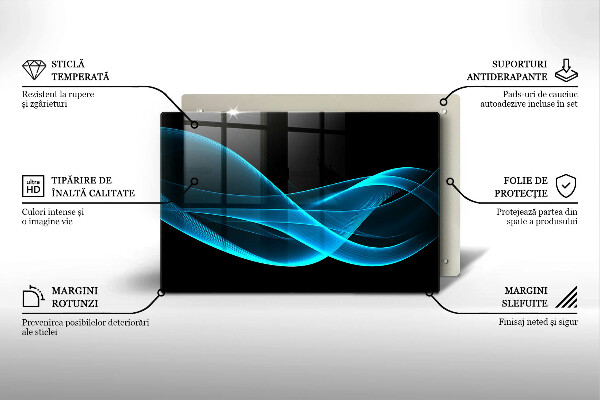 Kalené sklo za sporák Modrá abstrakcia