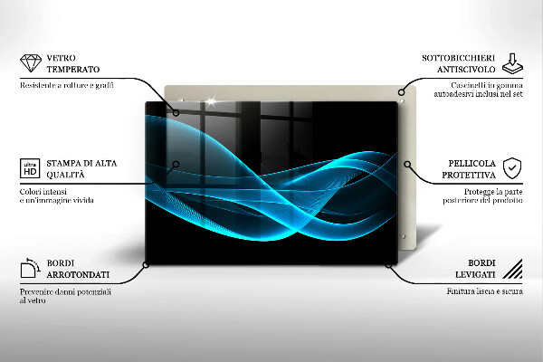 Kalené sklo za sporák Modrá abstrakcia