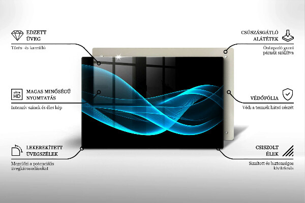 Kalené sklo za sporák Modrá abstrakcia