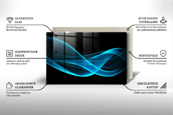Kalené sklo za sporák Modrá abstrakcia