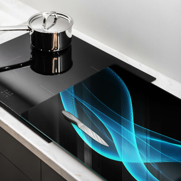 Kalené sklo za sporák Modrá abstrakcia