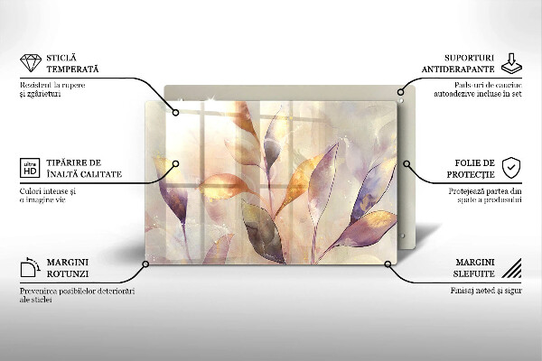 Kalené sklo za sporák Maľované boho listy