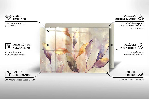 Kalené sklo za sporák Maľované boho listy