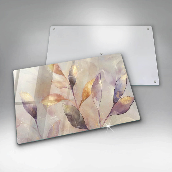 Kalené sklo za sporák Maľované boho listy