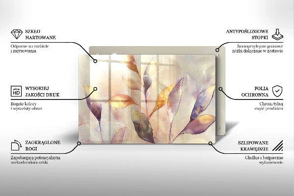 Kalené sklo za sporák Maľované boho listy