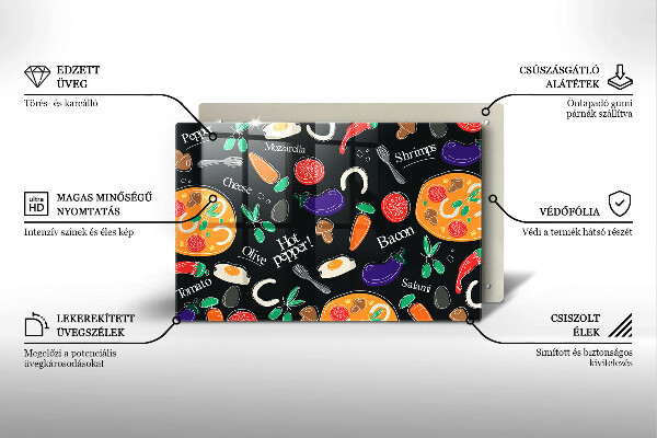 Sklo za varnú dosku Jedlo ilustrácie