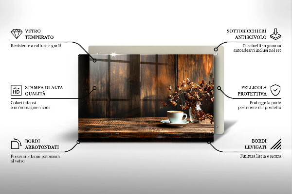 Krycia doska na sporák Šálka na kávu a drevo