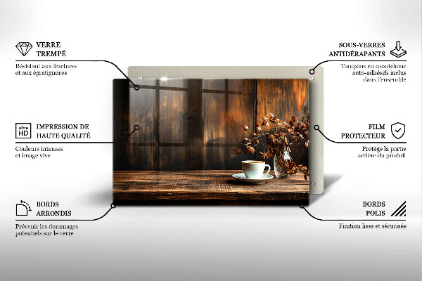 Krycia doska na sporák Šálka na kávu a drevo