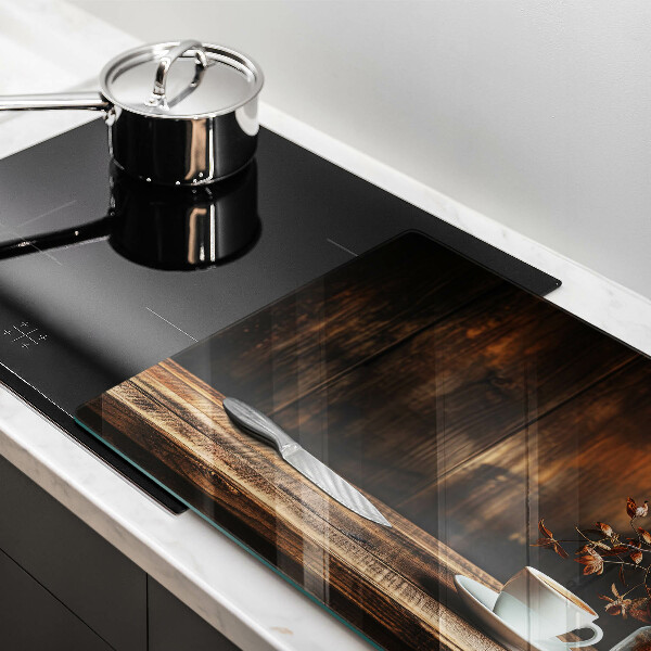 Krycia doska na sporák Šálka na kávu a drevo