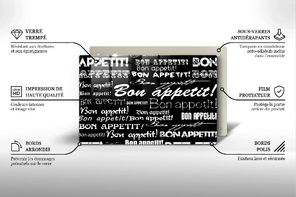 Sklo za varnú dosku Kuchynské titulky Bon appetit
