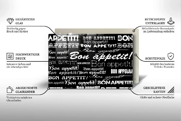 Sklo za varnú dosku Kuchynské titulky Bon appetit