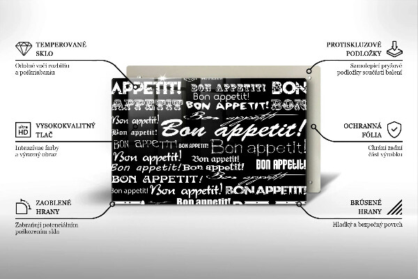 Sklo za varnú dosku Kuchynské titulky Bon appetit