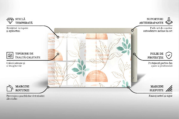 Sklo za varnú dosku Vzor boho listov