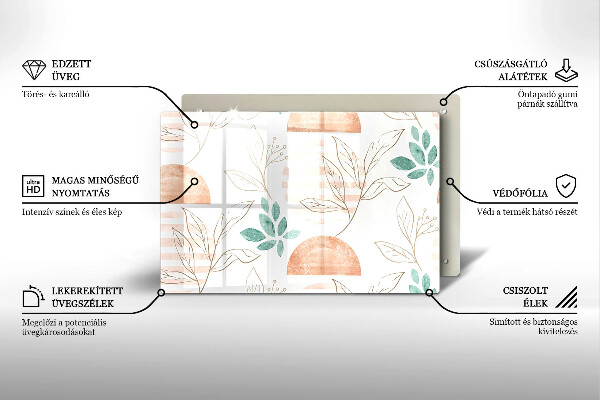 Sklo za varnú dosku Vzor boho listov