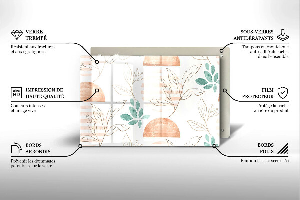 Sklo za varnú dosku Vzor boho listov