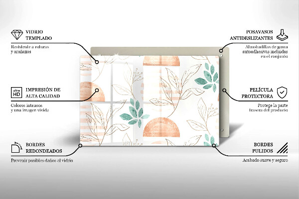 Sklo za varnú dosku Vzor boho listov