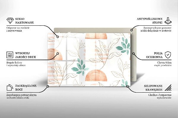 Sklo za varnú dosku Vzor boho listov