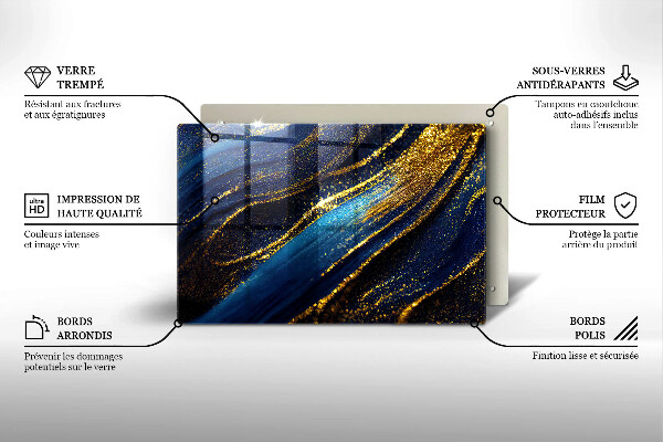 Krycia doska na sporák Námornícka modrá abstrakcia