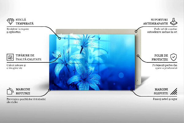 Krycia doska na sporák Modré kvety
