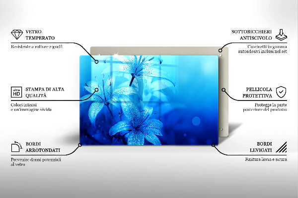 Krycia doska na sporák Modré kvety