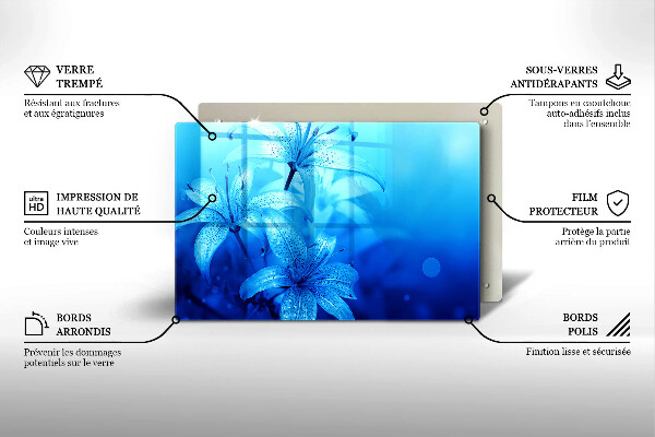 Krycia doska na sporák Modré kvety