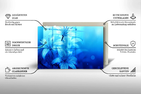 Krycia doska na sporák Modré kvety