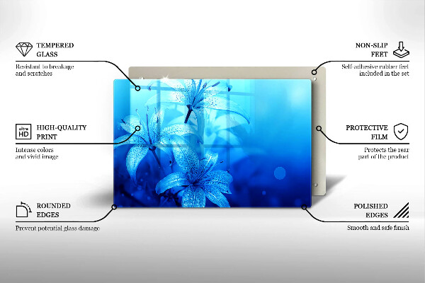 Krycia doska na sporák Modré kvety