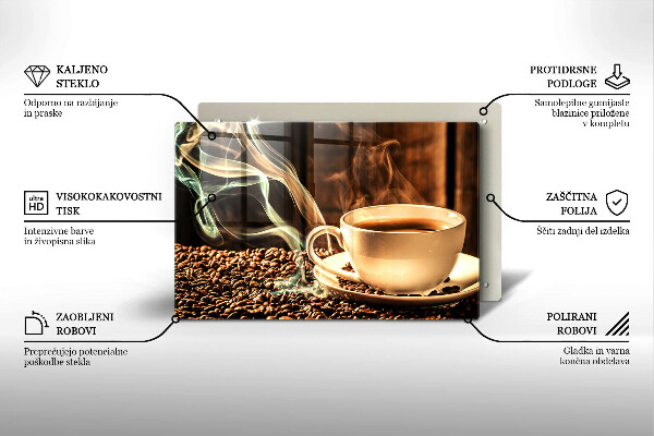 Sklo za varnú dosku Šálka a kávové zrná