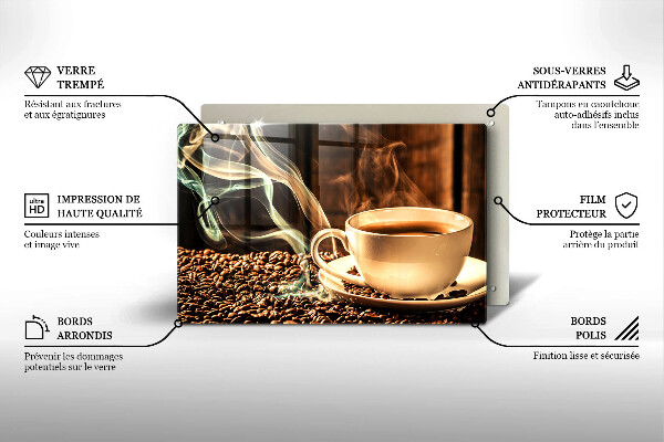 Sklo za varnú dosku Šálka a kávové zrná