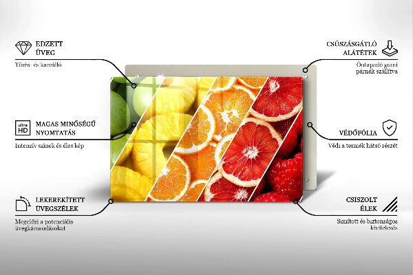 Sklenený kryt za sporák Farebné ovocie