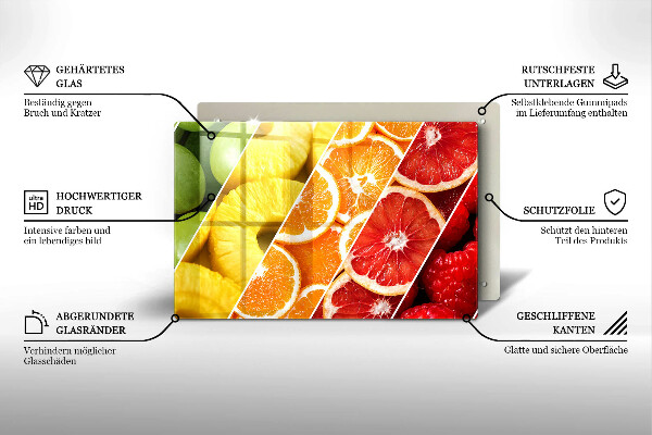 Sklenený kryt za sporák Farebné ovocie
