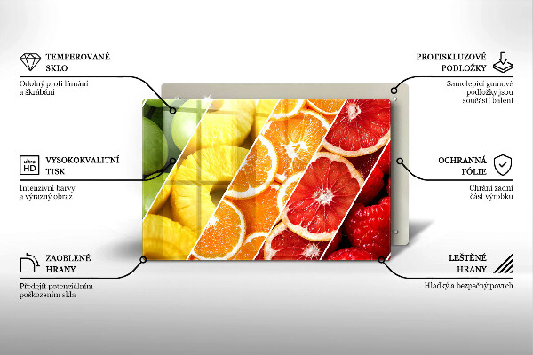 Sklenený kryt za sporák Farebné ovocie