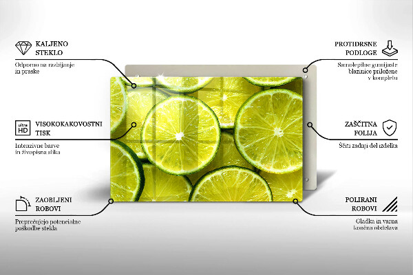 Sklenený kryt za sporák Plátky limetky