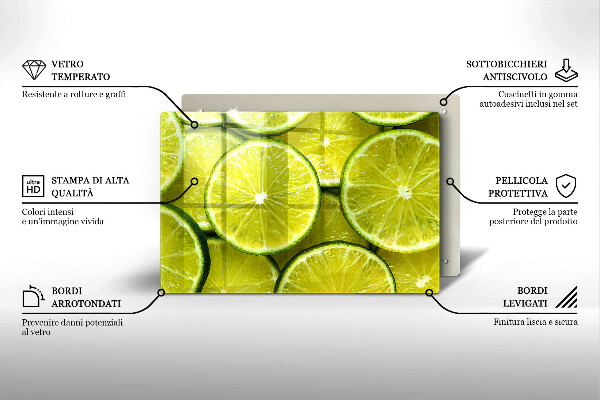 Sklenený kryt za sporák Plátky limetky