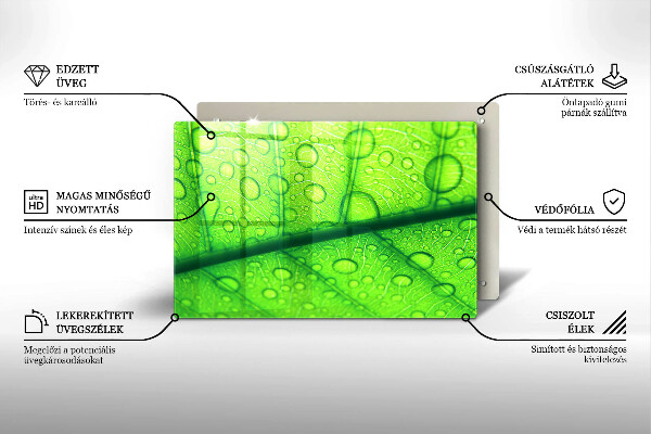 Sklenený kryt za sporák Detailný záber na list