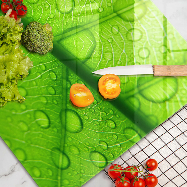 Sklenený kryt za sporák Detailný záber na list